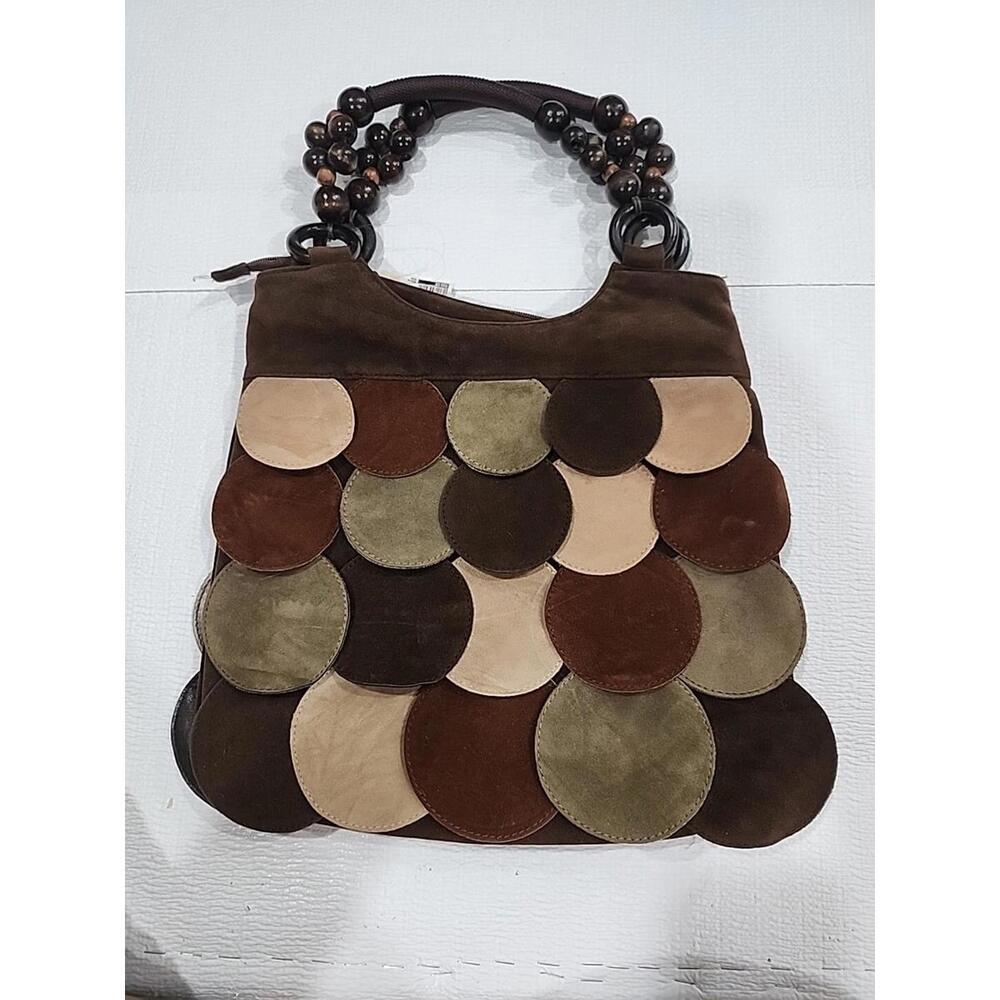 Womens Boho Aldos Faux Leather Wooden Beeded Shoulder Purse Hand Bag